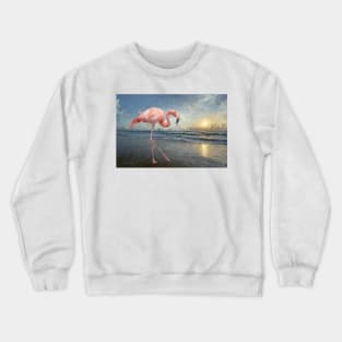 Flamingo on the Beach Crewneck Sweatshirt